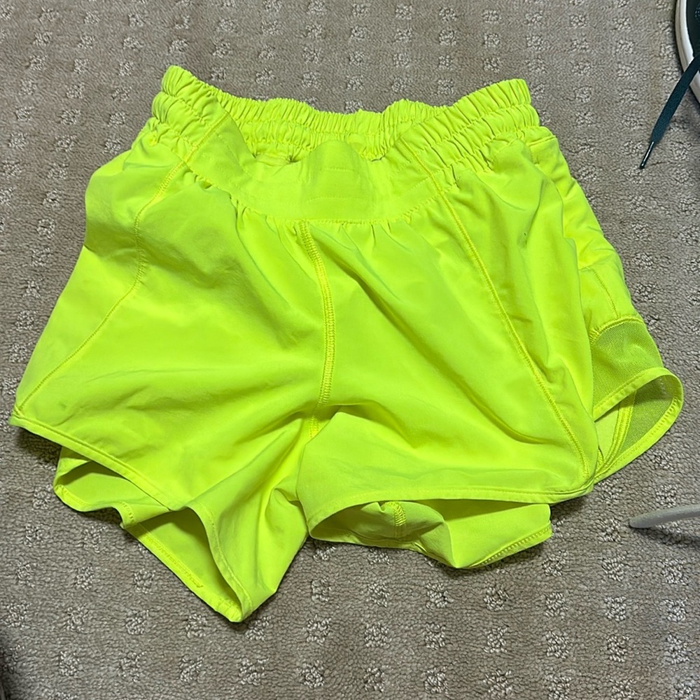 Lululemon highlighter yellow shorts